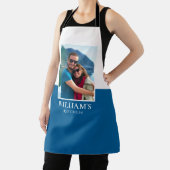 Gepersonaliseerde Naam Foto Blauw Wit Modern Schort (Insitu)
