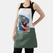 Gepersonaliseerde Naam Foto Grijs Groen Modern Schort (Insitu)