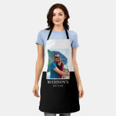 Gepersonaliseerde Naam Foto Zwart Wit Schort (Gedragen)