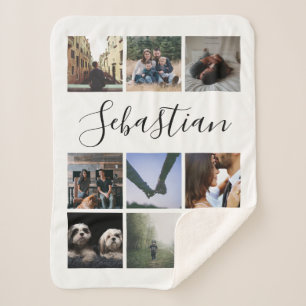 Gepersonaliseerde Naam Fotocollage Sherpa Deken