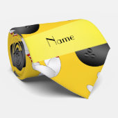 Gepersonaliseerde naam geel bowlingpatroon stropdas (Opgerold)