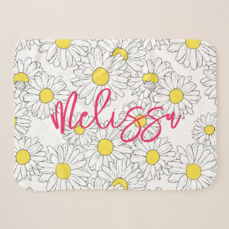 gepersonaliseerde naam geel daisy patroon modern sherpa deken