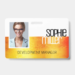 Gepersonaliseerde naam Geel Sinaasappel Gradient T Badge