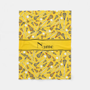 Gepersonaliseerde naam gele lacrosserpatroon fleece deken