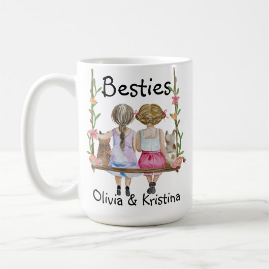Gepersonaliseerde naam Gift Mok Bestie Girls Cat (Links)