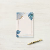 Gepersonaliseerde naam Gold Glitter Floral Waterve Post-it® Notes (Op bureau)