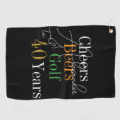 Gepersonaliseerde naam Golf Cheers Beers 40 jaar o Golfhanddoek (Horizontaal)