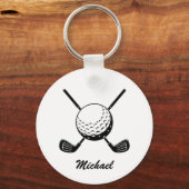 Gepersonaliseerde Naam Golf stick bal Golfer Golfe Sleutelhanger (Achterkant)
