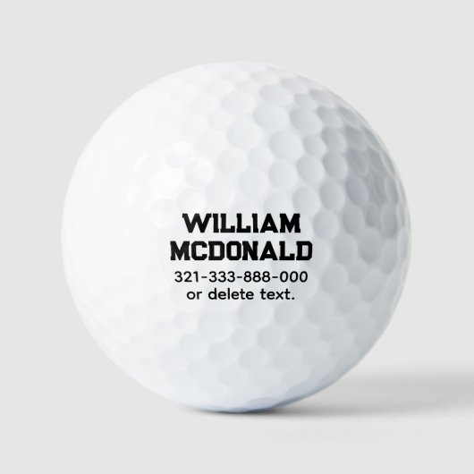 Gepersonaliseerde naam golfballen Sjabloon COLLEGE (Voorkant)