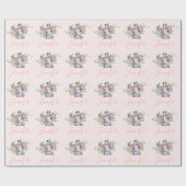 Gepersonaliseerde naam Greenery Elephant Baby Girl Cadeaupapier (Vlak)