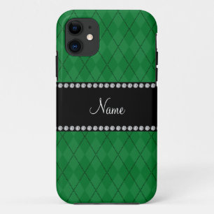 Gepersonaliseerde naam Groen arsenicumpatroon iPhone 11 Hoesje