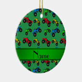 Gepersonaliseerde naam groen atv-patroon keramisch ornament (Rechts)