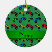 Gepersonaliseerde naam groen atv-patroon keramisch ornament (Voorkant)