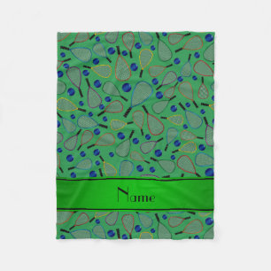 Gepersonaliseerde naam groen racquetbalpatroon fleece deken