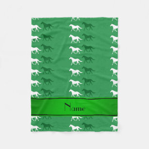 Gepersonaliseerde naam groene gekleurde paarden fleece deken