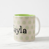 Gepersonaliseerde naam Groene hexagon achtergrond Tweekleurige Koffiemok (Voorkant rechts)