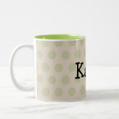 Gepersonaliseerde naam Groene hexagon achtergrond Tweekleurige Koffiemok (Links)