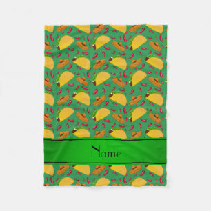 Gepersonaliseerde naam groene tacos sombreros chil fleece deken