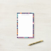 Gepersonaliseerde naam Groovy Retro Paarse rand Post-it® Notes (Op bureau)