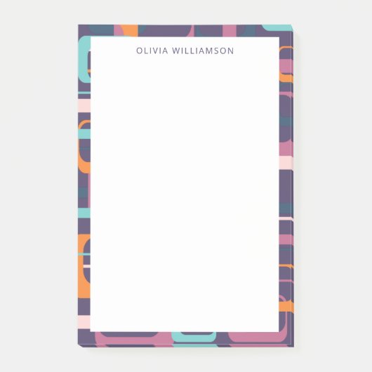 Gepersonaliseerde naam Groovy Retro Paarse rand Post-it® Notes (Voorkant)