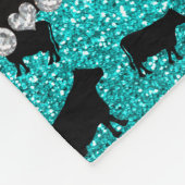 Gepersonaliseerde naam heldere aqua glitter koeien fleece deken (Hoek)