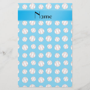 Gepersonaliseerde naam hemelsblauw baseballetpatro briefpapier