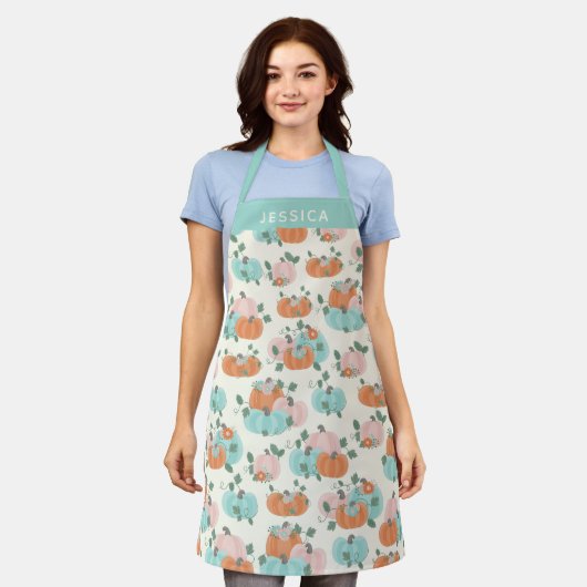 Gepersonaliseerde Naam Herfst Pastels Schattigee P Schort (Gedragen)