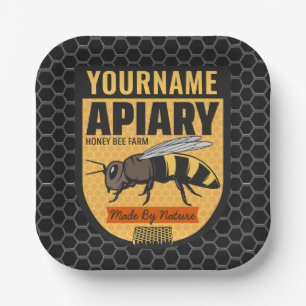 Gepersonaliseerde NAAM Honey Bee Apiary Bijenkorve Papieren Bordje