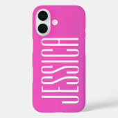 Gepersonaliseerde naam Hot Pink Fuchsia Eenvoudig  Case-Mate iPhone Case (Achterkant)