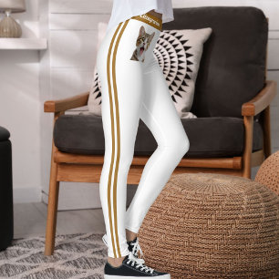 Gepersonaliseerde Naam Huisdier Kat Foto Bruine St Leggings