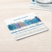 Gepersonaliseerde naam in herinnering bomen eenzam vierkante kartonnen onderzetter (Schuin)