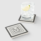 Gepersonaliseerde naam Initialen Stenen Onderzetter (Zijkant)