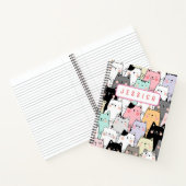 Gepersonaliseerde naam Kawaii Cat Notitieboek (Binnen)
