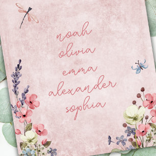Gepersonaliseerde naam Keepsake Wildflower Roze Fleece Deken