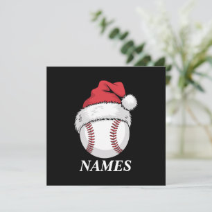 Gepersonaliseerde naam Kerstmis Baseball Santa Hat Kaart
