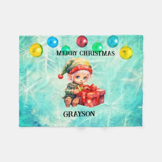 Gepersonaliseerde naam Kerstmis Fleece Deken (Voorkant (Horizontaal))