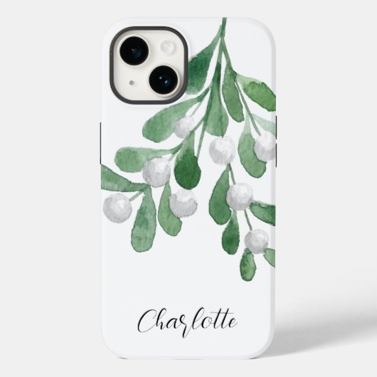 Gepersonaliseerde naam Kerstmis Mistletoe Case-Mate iPhone Case (Achterkant)