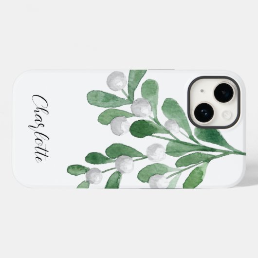 Gepersonaliseerde naam Kerstmis Mistletoe Case-Mate iPhone Case (Achterkant (horizontaal))