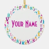 Gepersonaliseerde naam kerstversiering cadeautje keramisch ornament (Voorkant)