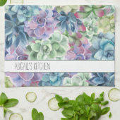 Gepersonaliseerde naam kleurrijke Waterverf Succul Theedoek (Gevouwen)