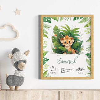 Gepersonaliseerde naam leeuw boho kwekerij kunst p poster