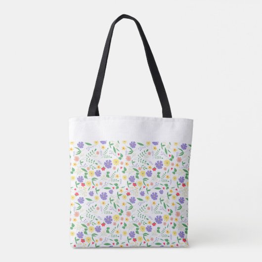 Gepersonaliseerde Naam Lente Canvas tas, Kleurrijk Draagtas (Achterkant)