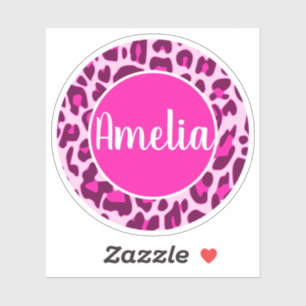 Gepersonaliseerde naam Leopard Animal Print Bright Sticker