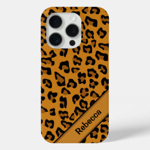 Gepersonaliseerde naam Leopard Print Patroon V2 iPhone 15 Pro Case