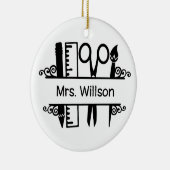 Gepersonaliseerde naam leraar schoolbenodigdheden keramisch ornament (Rechts)