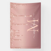 Gepersonaliseerde Naam Letter Roos Gouden Glitter  Spandoek (Verticaal)