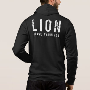 Gepersonaliseerde naam Lion Black & White Zip Hoodie