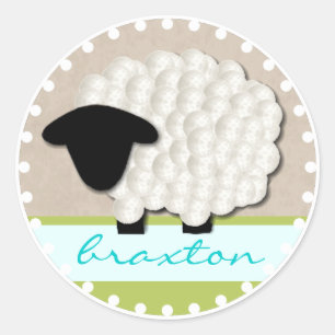 Gepersonaliseerde naam Little Lamb Stickers (Rond)