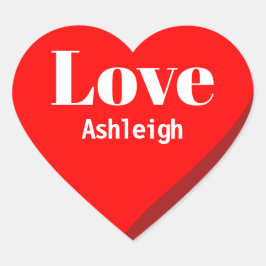 Gepersonaliseerde naam Love Red Heart Sticker