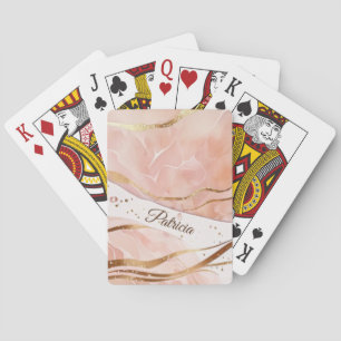 Gepersonaliseerde naam Luxe Marmeren Roos Pokerkaarten